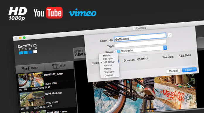 Esportare video con GoPro Studio