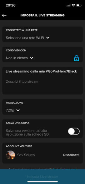 Diretta streaming GoPro HERO7 Black