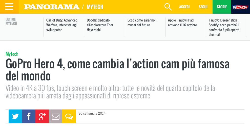 GoPro HERO 4 su Panorama