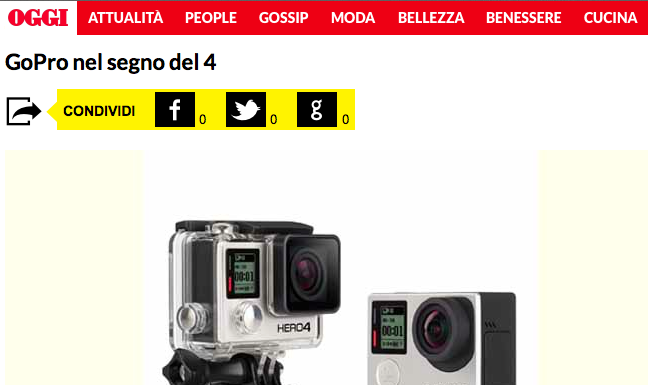 GoCamera e GoPro HERO 4 su OGGI